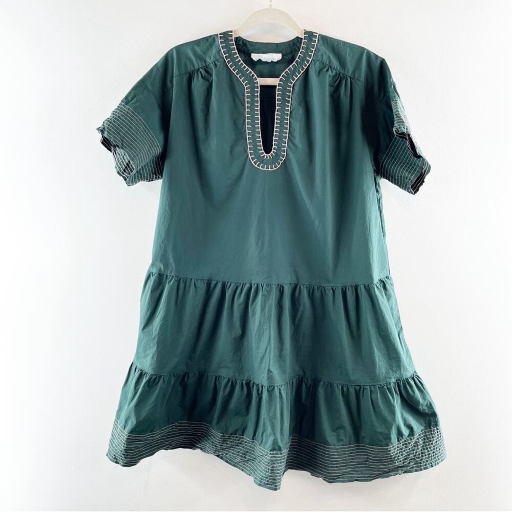 Pomander Place by Tuckernuck Evergreen Kinsley Dress L NWT Tiered Mini Shift - Picture 9 of 11